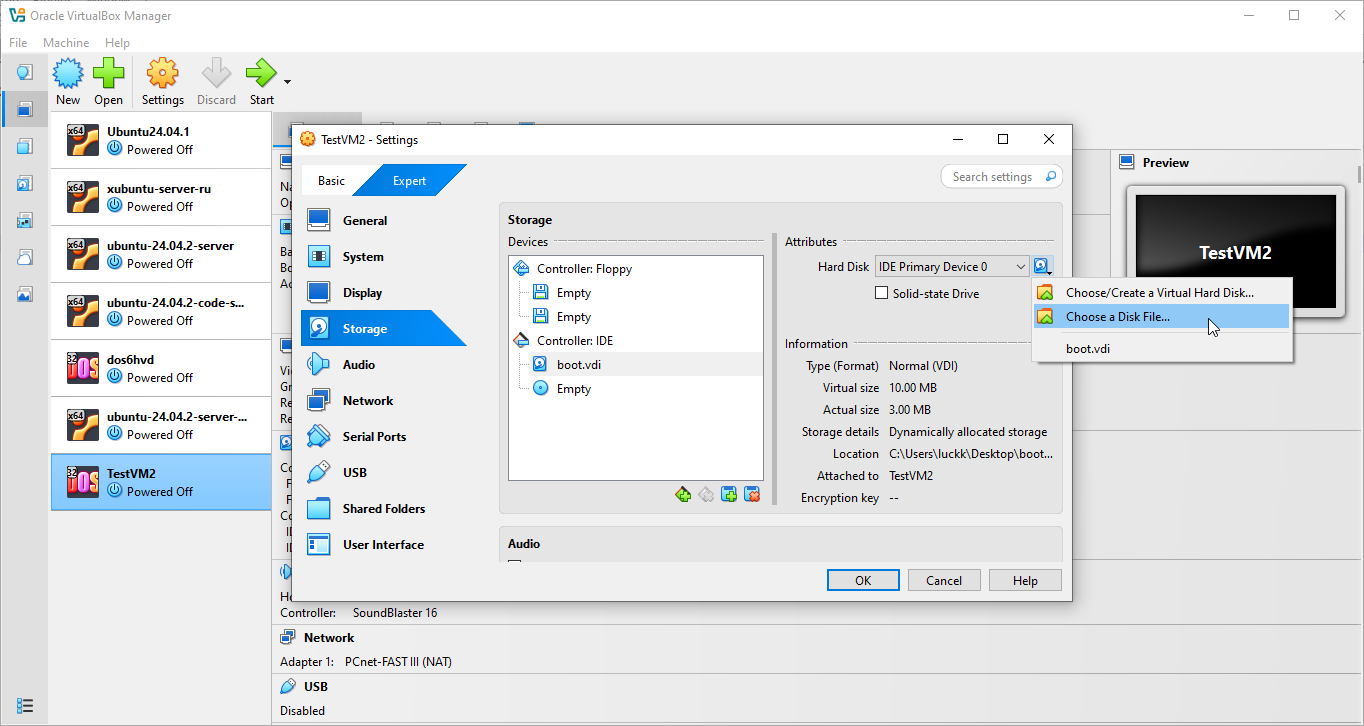 Attach VDI