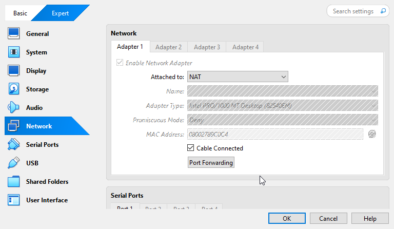 Settings Forward PORT