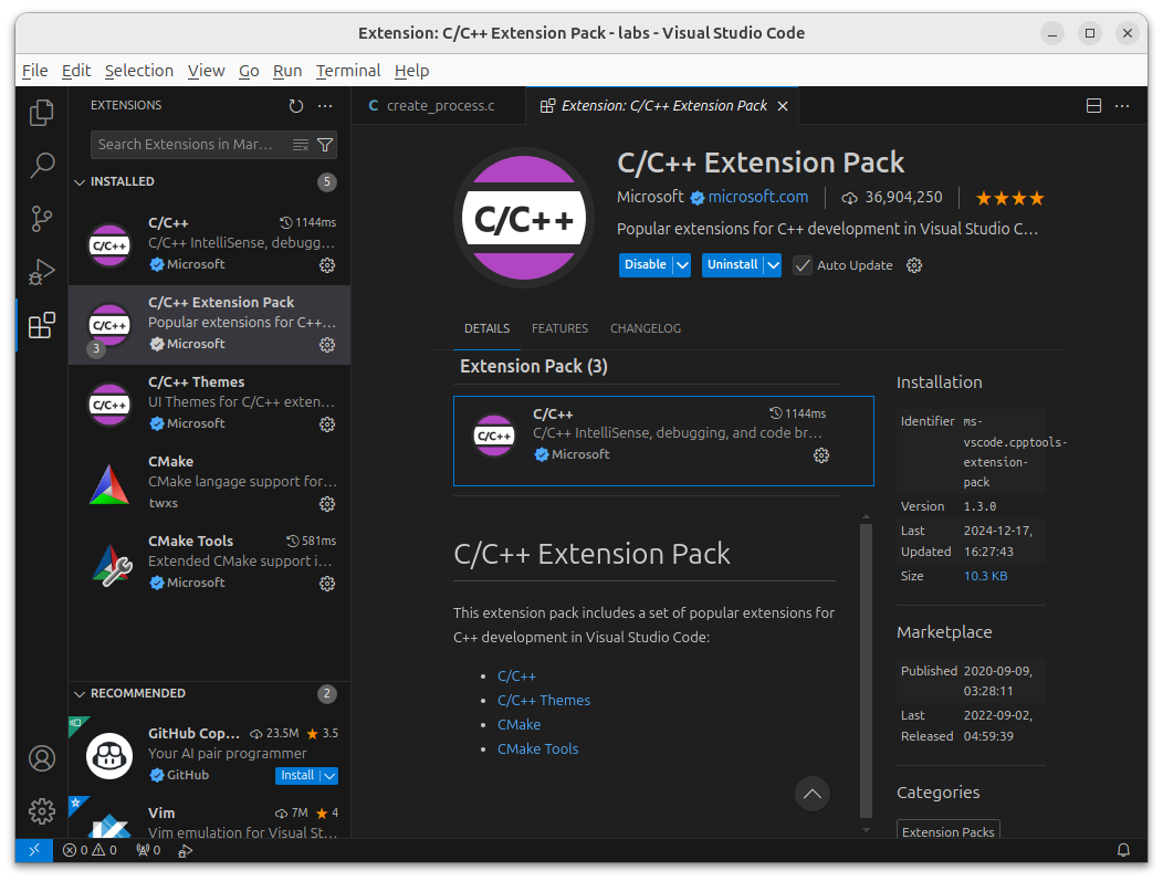 Install C/C++ Extension Pack